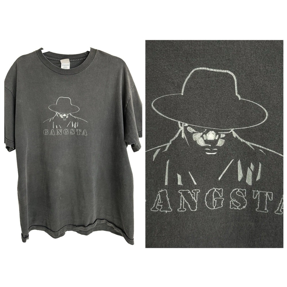 Gangsta Jay Run Vintage Rap Shirt XL Black Alstyle Graphic Hip Hop Y2K Tee